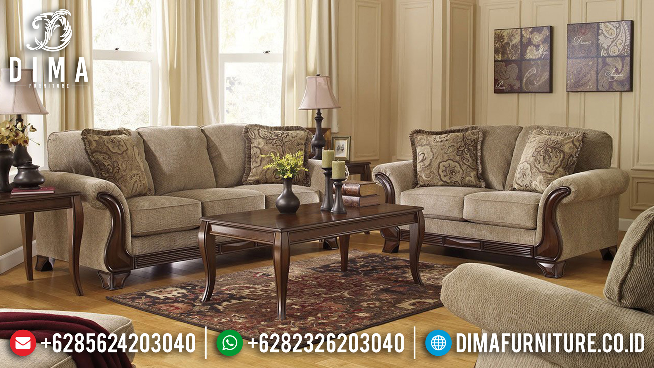 1 Set Sofa Tamu Jepara Minimalis Mewah Jati Natural Salak Finishing Mm-0406