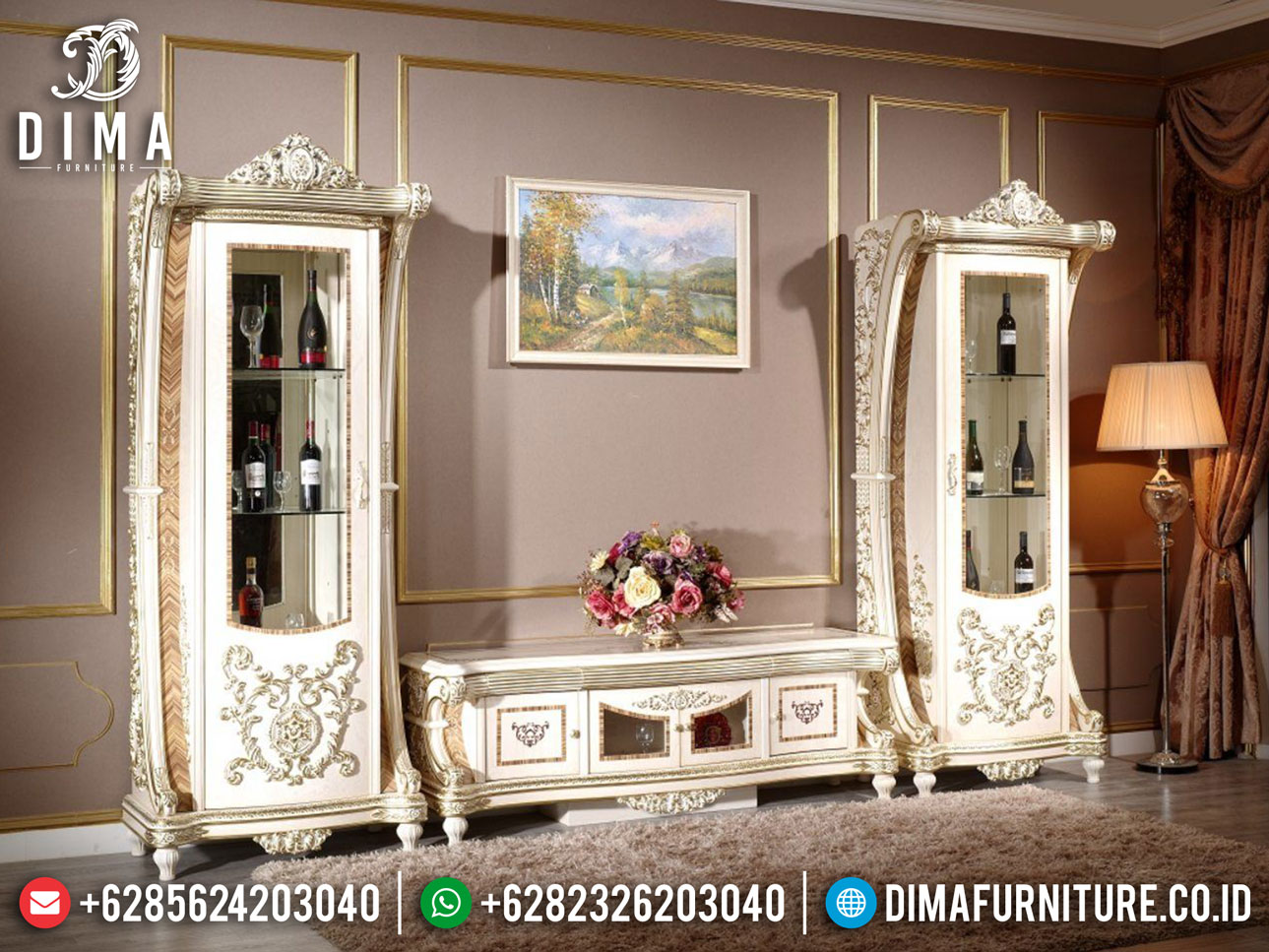 Classic Carving Bufet TV Mewah Jepara Luxury Elegant Empire Style Terbaru MM-0775