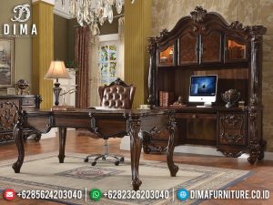 Luxury Meja Kantor Direktur Mewah Elegant Style Natural Jati Perhutani MM-0812