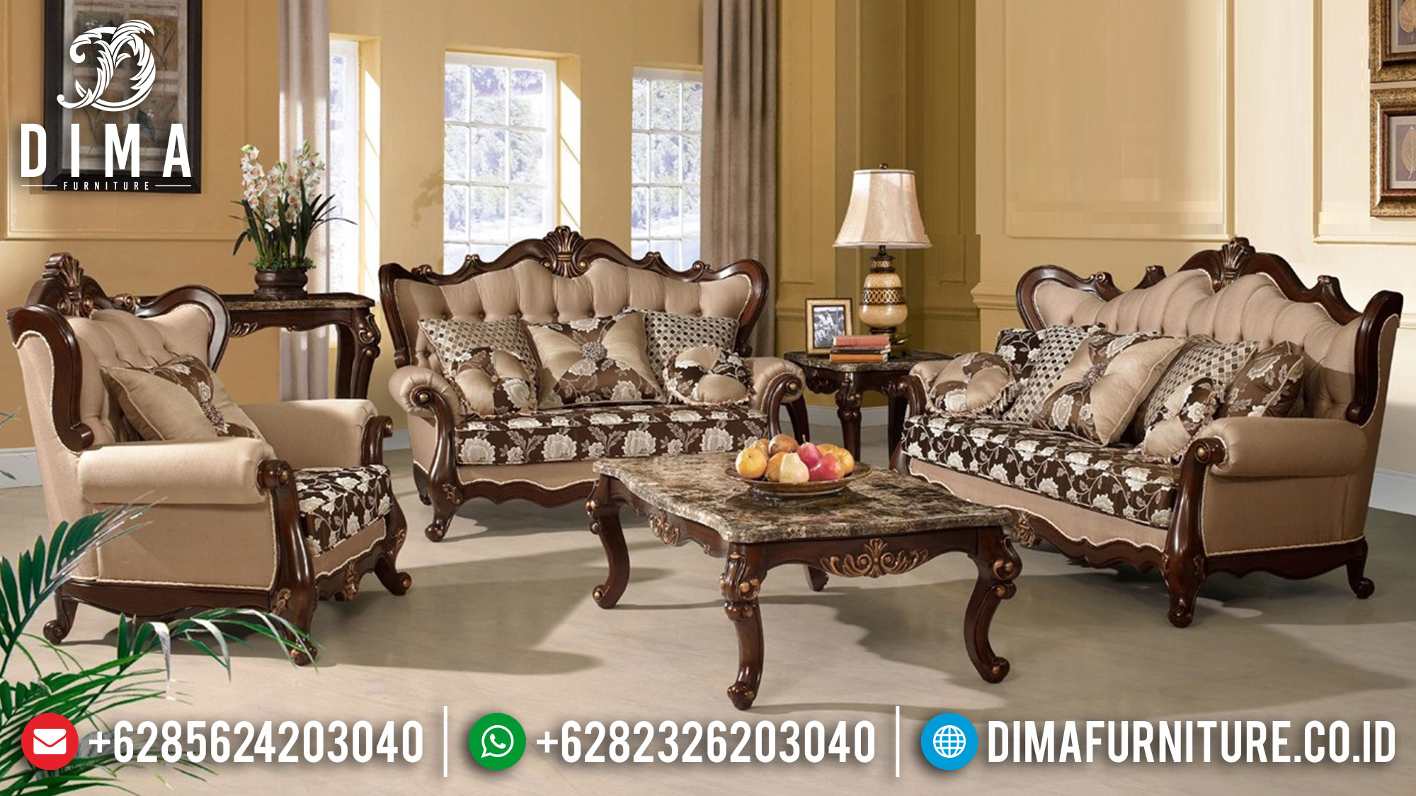 Best Seller Sofa Tamu Mewah Jati Natural Classic Luxury Mebel Jepara Mm-0919