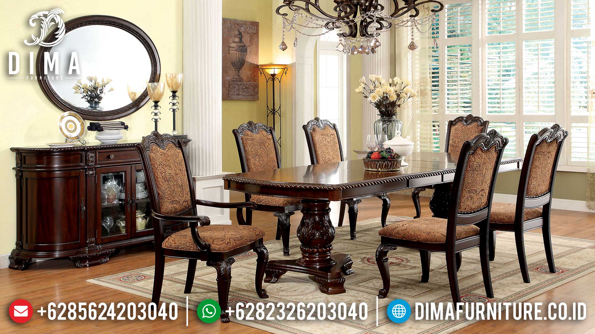 Meja Makan Minimalis Jati Terbaru Elegant Classic Design Luxury Mm-1025