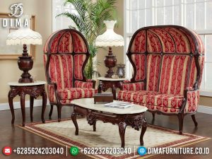 Sofa Tamu Mewah Desain Kubah Luxury Classic Natural Dark Color MM-0935