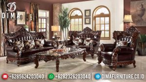 Sofa Tamu Mewah Jati Perhutani Jepara Luxury Natural Salak Brown Classic MM-0939