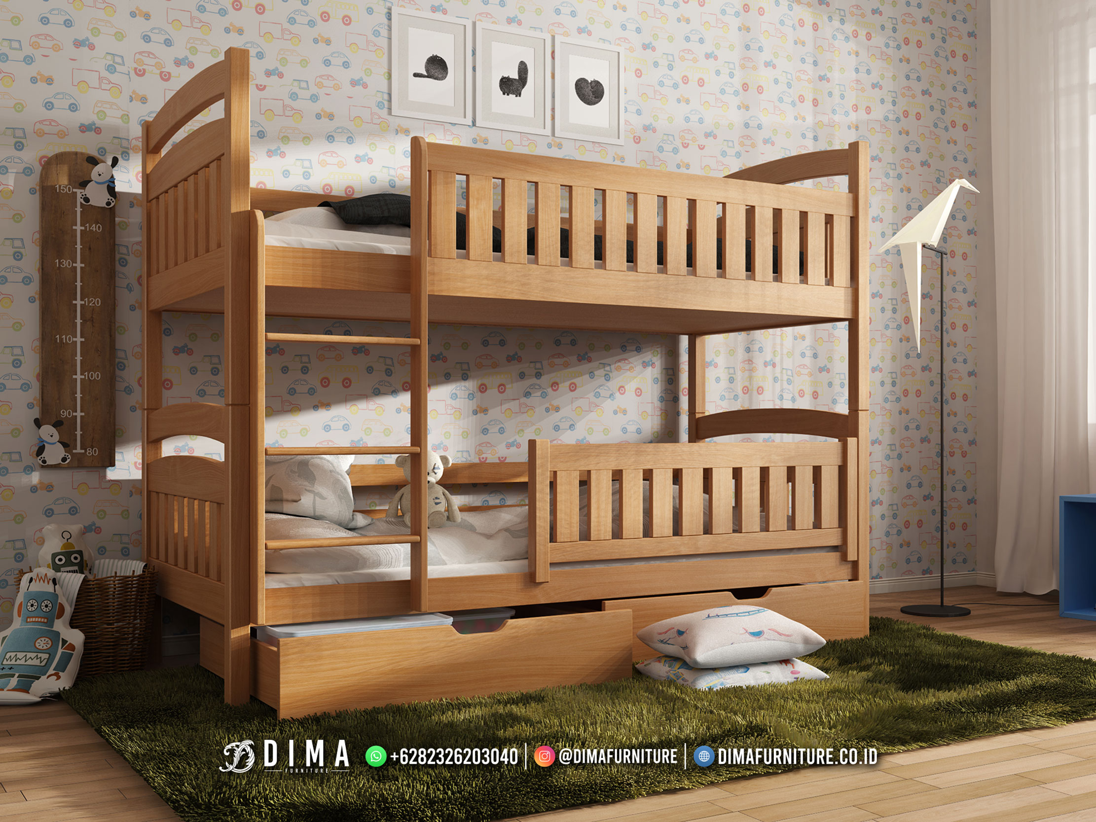 Tempat Tidur Anak Minimalis Jati Natural Simple Style MM-1320