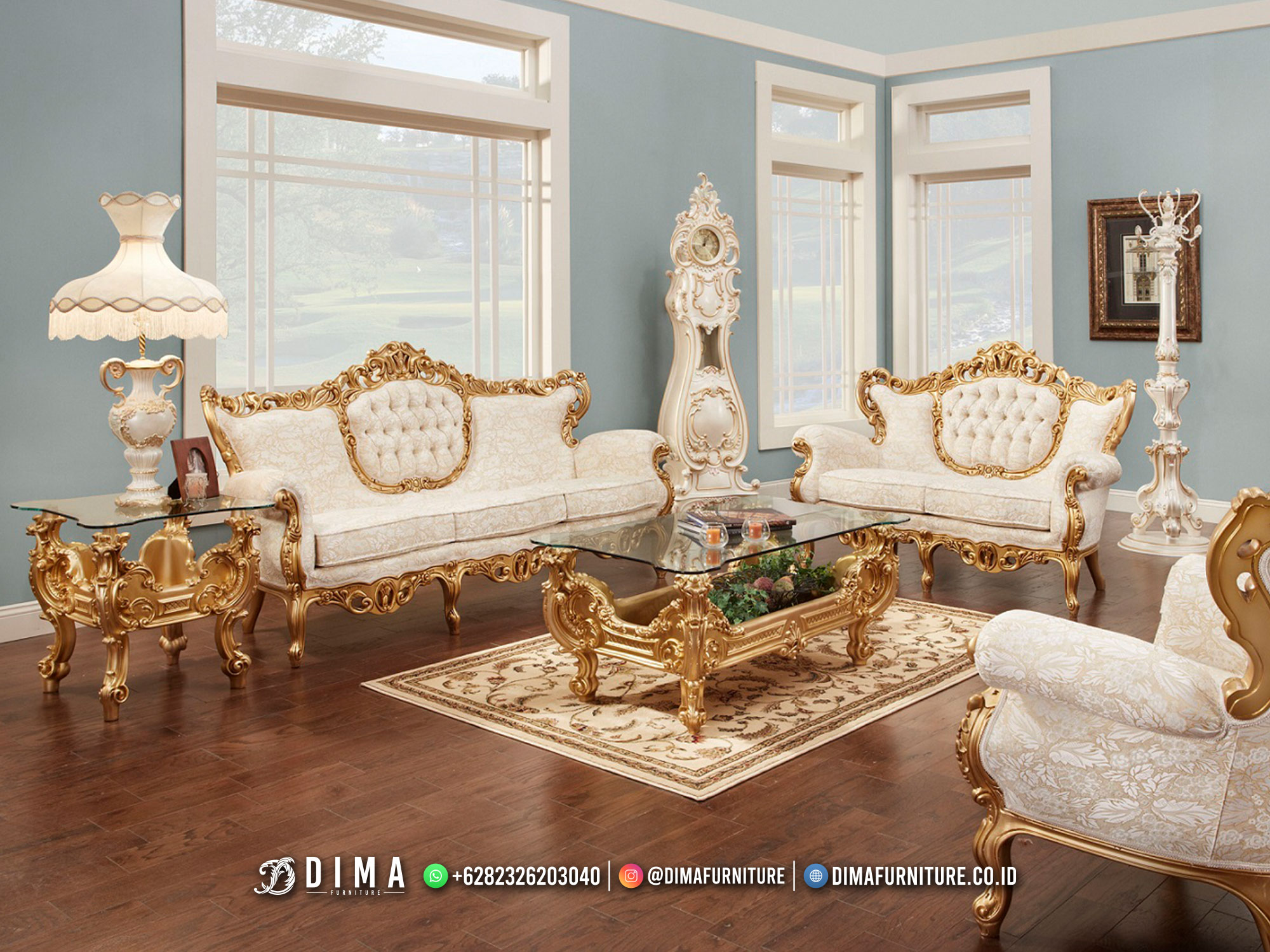 White Luxury Duco Sofa Tamu Mewah Emas Terbaik Sean MM-1404